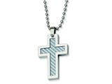 <b>Engravable</b> Chisel Stainless Steel Grey Carbon Fiber Cross Necklace - 22 inches style: SRN101