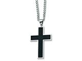 Chisel Stainless Steel Carbon Fiber Cross Necklace - 24 inches style: SRN120
