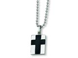 <b>Engravable</b> Chisel Stainless Steel Carbon Fiber Cross Necklace - 22 inches style: SRN152