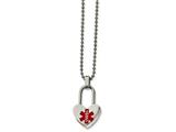 <b>Engravable</b> Chisel Stainless Steel Small Heart Medical Pendant Necklace style: SRN218024