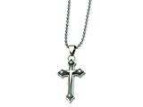 <b>Engravable</b> Chisel Stainless Steel CZ and Enameled Cross Pendant Necklace - 20 inches style: SRN296