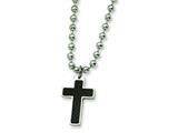 <b>Engravable</b> Chisel Stainless Steel Carbon Fiber Cross Pendant Necklace - 20 inches style: SRN310