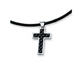 <b>Engravable</b> Chisel Stainless Steel Carbon Fiber Cross Pendant Necklace - 18 inches style: SRN344