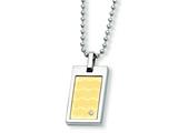 <b>Engravable</b> Chisel Stainless Steel and 18k with Diamond Necklace - 24 inches style: SRN366