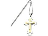 <b>Engravable</b> Chisel Stainless Steel Gold Ip-plated Cross Pendant 22in Necklace style: SRN48222