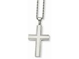 <b>Engravable</b> Chisel Stainless Steel Laser Cut Edges Cross Pendant Necklace style: SRN73224