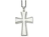 <b>Engravable</b> Chisel Stainless Steel Laser Cut and Brushed Cross Pendant Necklace style: SRN73324