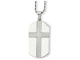 <b>Engravable</b> Chisel Stainless Steel Laser Cut Cross Center Dog Tag Necklace style: SRN73424