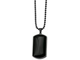 <b>Engravable</b> Chisel Stainless Steel Ip Black-plated and Black Agate Dog Tag Necklace style: SRN81130