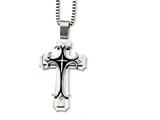 <b>Engravable</b> Chisel Stainless Steel Cross Pendant Necklace style: SRN85724