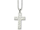 <b>Engravable</b> Chisel Stainless Steel Textured Cross Pendant Necklace style: SRN86424