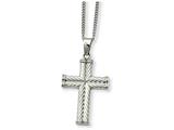 <b>Engravable</b> Chisel Stainless Steel Fancy Textured Cross Pendant Necklace style: SRN86522