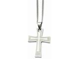 <b>Engravable</b> Chisel Stainless Steel Cross Pendant Necklace style: SRN86724