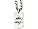 <b>Engravable</b> Chisel Stainless Steel Star Of David Dog Tag Pendant Necklace style: SRN87424