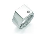 <b>Engravable</b> Chisel Titanuim Polished CZ Signet Ring style: TB426