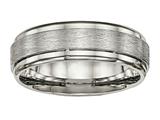 <b>Engravable</b> Chisel Titanium Brushed And Polished Ridged Edge Ring style: TB453