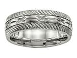 <b>Engravable</b> Chisel Titanium Polished bright Cut Ring style: TB462