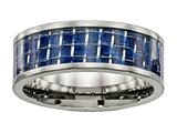 <b>Engravable</b> Chisel Titanium Polished W/ Blue Carbon Fiber Ring style: TB478
