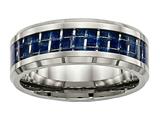 <b>Engravable</b> Chisel Titanium Polished W/ Blue Carbon Fiber Ring style: TB479