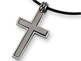 Chisel Titanium Leather Cord Cross Necklace - 18 inches style: TBN100Q
