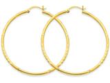 Finejewelers 14k White Gold Satin and Bright-cut 3mm Round Hoop Earrings