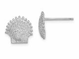 FJC Finejewelers 14k White Gold White Beaded Scallop Shell Post Earrings style: TE766W