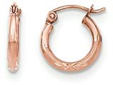 Finejewelers 14k Rose Gold Light Weight Satin Bright Cut Hoop Earrings style: TF754