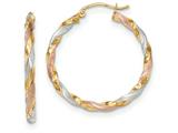 FJC Finejewelers 14k Yellow Gold Tri-color Satin Twisted Hoop Earrings style: TH751