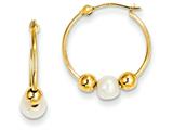 FJC Finejewelers 14k Yellow Gold Polished Hoop With (5-6mm) Freshwater Cultured Pearl Earring style: XF446E