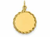 <b>Engravable</b> FJC Finejewelers 14k Yellow Gold Plain .013 Gauge Circular Engravable Disc with Rope Charm style: XM61513