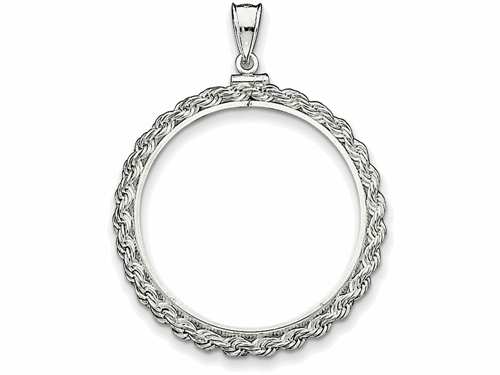925 Sterling Silver 30.5 x 2.1mm $0.50 Rope Coin Bezel Charm Pendant
