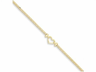 FJC Finejewelers 10 Inch 14k Polished Open-heart Anklet | ANK2910