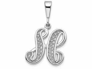 FJC Finejewelers 14k Solid Polished Filigree Initial H Charm