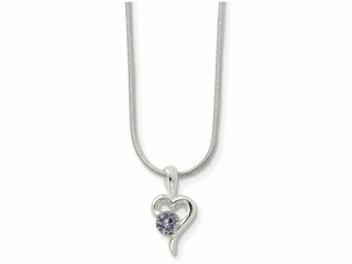 Finejewelers Sterling Silver Purple Cubic Zirconia Pendant Necklace W/chain Chain Included 