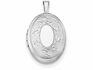 Sterling Silver Polished Oval Locket Necklace