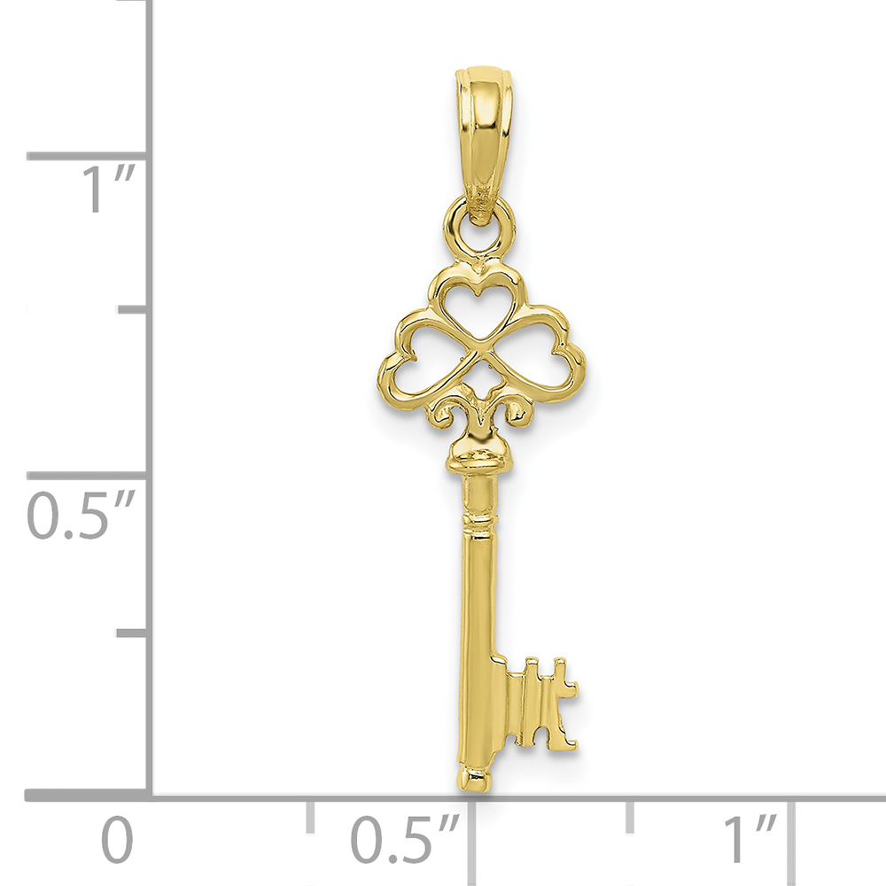 FJC Finejewelers 10k 3d Key Charm Triple Heart Top | 10D1068