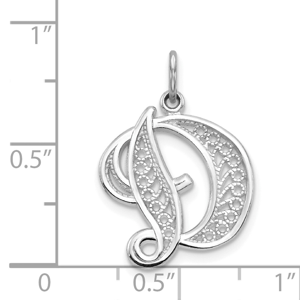 FJC Finejewelers 14k Solid Polished Filigree Initial D Charm
