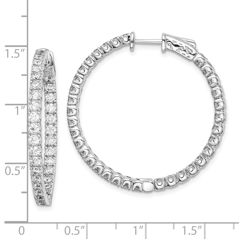 Silver with Rhodium popular Finish Hoop Earring with Hinged Clasp