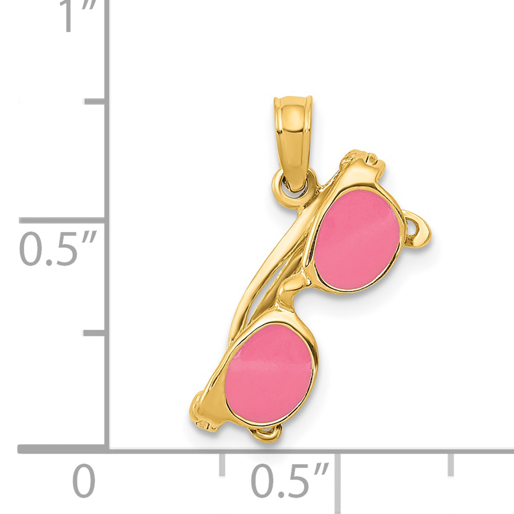 FJC Finejewelers 14k 3d Pink Enameled Moveable Sunglasses Charm 