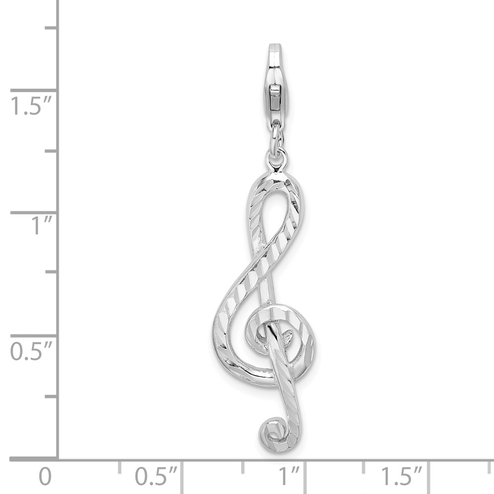 Treble Clef Charm Silver, Clip on clasp and carrier bead