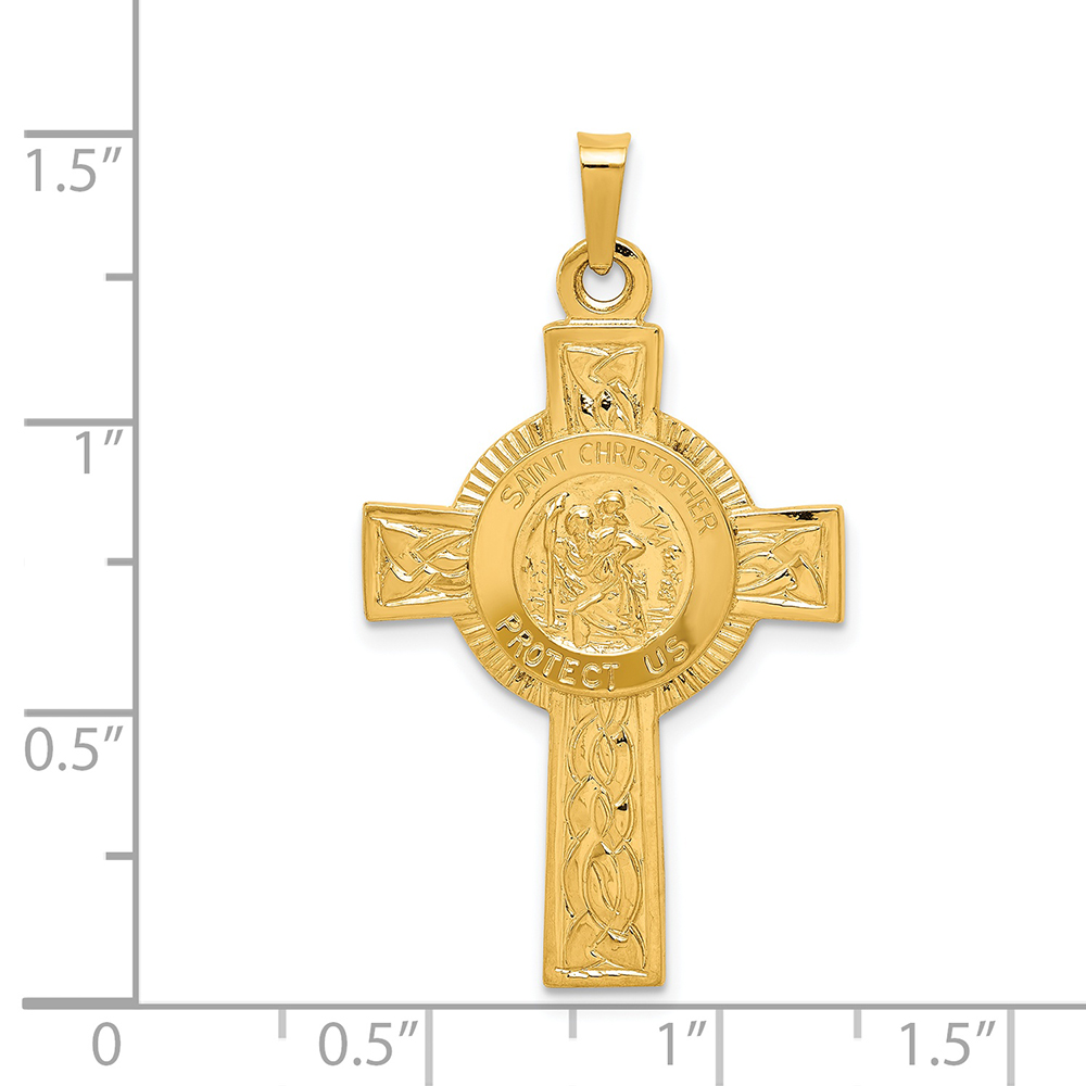 FJC Finejewelers 14k Cross St. Christopher Medal Charm | REL107