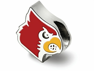 LogoArt Sterling Silver University of Louisville Cardinal Enameled Logo Bead Charm