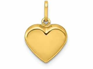 14K Yellow Gold Puffed Heart Charm