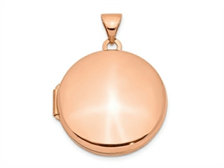 FJC Finejewelers 14k Rose Gold 20mm Round Plain Flat Locket