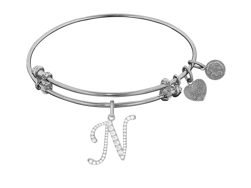 Brass with White Finish Initial N Charm for Angelica Collection Bangle 