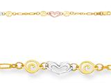 Finejewelers 10 Inches 4 Hearts Adjustable Ankle Bracelet style: 460006