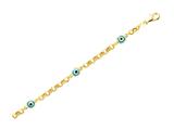Finejewelers 14K Yellow Gold 5.5 Inch Evil Eye Childrens Bracelet with Pear Shape Clasp style: 460259