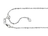 Finejewelers Rhodium Plated 22 Inch bright-cut Adjustable Piatto Chain Necklace Lobster Clasp and Small Heart Charm style: 460292