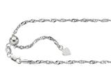 Finejewelers Rhodium Plated 22 Inch bright-cut Adjustable Singapore Chain Necklace Lobster Clasp Heart Charm style: 460295