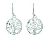 Finejewelers Silver with Rhodium Finish Shiny Round Tree Of Life Drop Earrings style: 460494